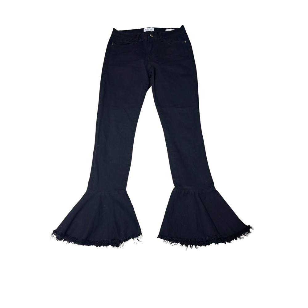 Frame Denim‎ Le Skinny de Jeanne Film Noir Black Bell Bottom Flare Jeans 28x28